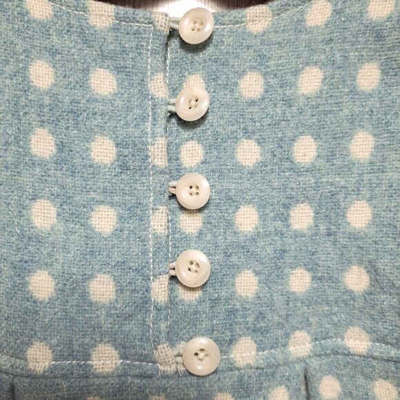 Tocca Girls Wool Party Dress Size 6 Blue w/ White Polka Dot Cotton Lined NWOT - Picture 8 of 12